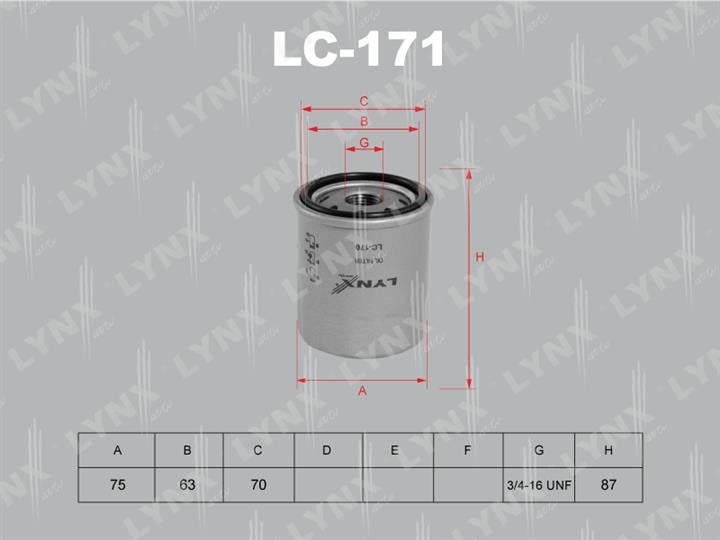 LYNXauto LC-171 Фільтр масляний LC171: Купити в Україні - Добра ціна на EXIST.UA!