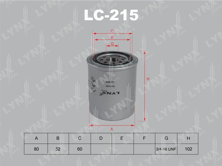 LYNXauto LC-215 Фільтр масляний LC215: Купити в Україні - Добра ціна на EXIST.UA!