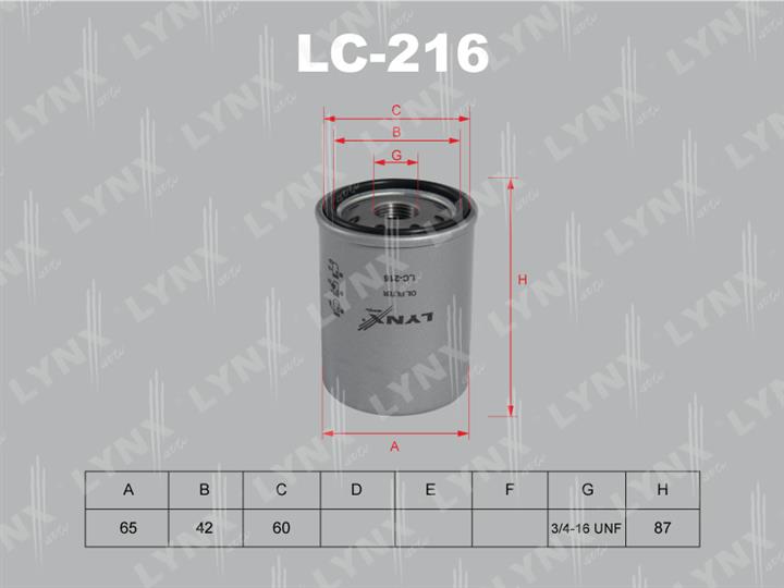 LYNXauto LC-216 Фільтр масляний LC216: Купити в Україні - Добра ціна на EXIST.UA!
