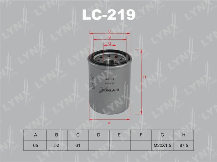 LYNXauto LC-219 Фільтр масляний LC219: Купити в Україні - Добра ціна на EXIST.UA!