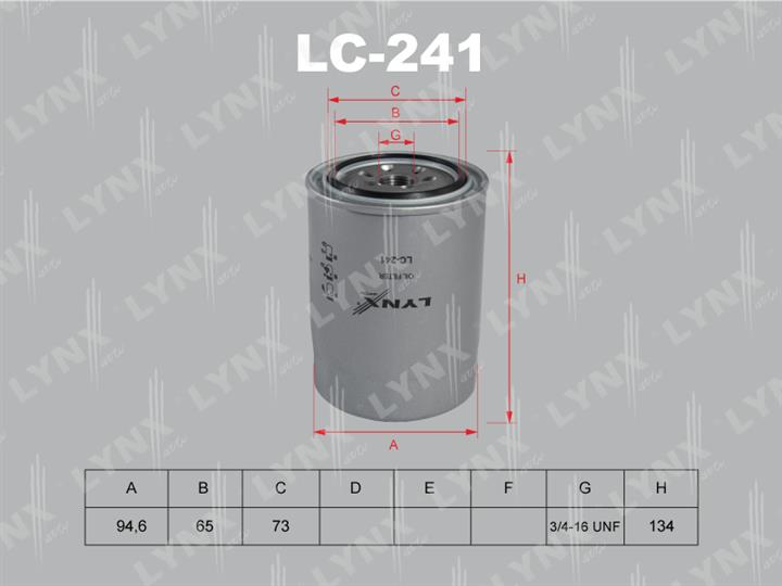 LYNXauto LC-241 Фільтр масляний LC241: Приваблива ціна - Купити в Україні на EXIST.UA!