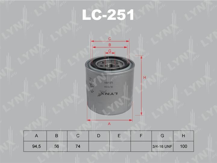 LYNXauto LC-251 Фільтр масляний LC251: Купити в Україні - Добра ціна на EXIST.UA!