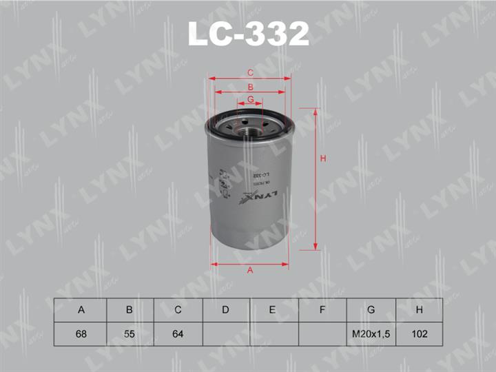 LYNXauto LC-332 Фільтр масляний LC332: Купити в Україні - Добра ціна на EXIST.UA!