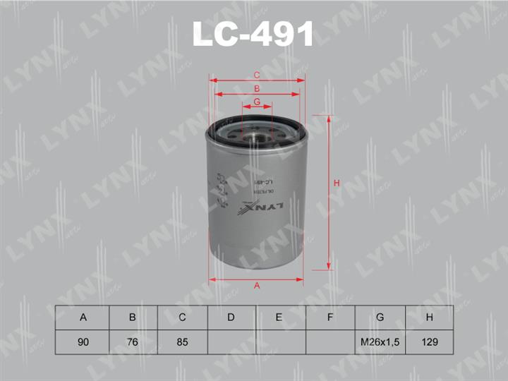 LYNXauto LC-491 Фільтр масляний LC491: Купити в Україні - Добра ціна на EXIST.UA!
