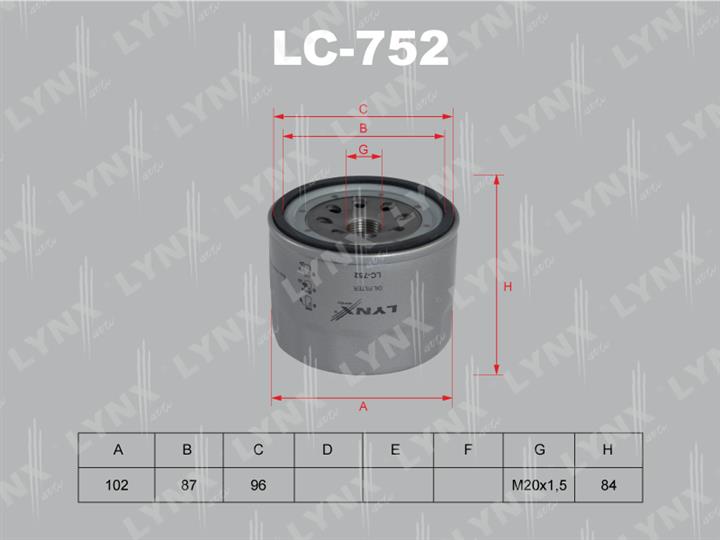 LYNXauto LC-752 Фільтр масляний LC752: Купити в Україні - Добра ціна на EXIST.UA!