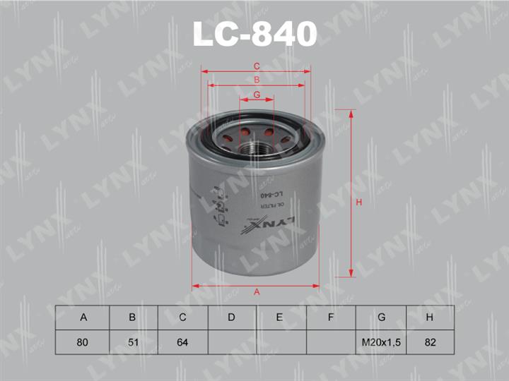 LYNXauto LC-840 Фільтр масляний LC840: Купити в Україні - Добра ціна на EXIST.UA!