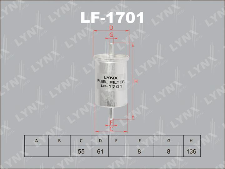 LYNXauto LF-1701 Фільтр палива LF1701: Приваблива ціна - Купити в Україні на EXIST.UA!