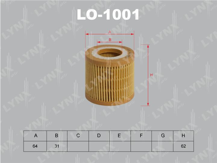 LYNXauto LO-1001 Фільтр масляний LO1001: Купити в Україні - Добра ціна на EXIST.UA!