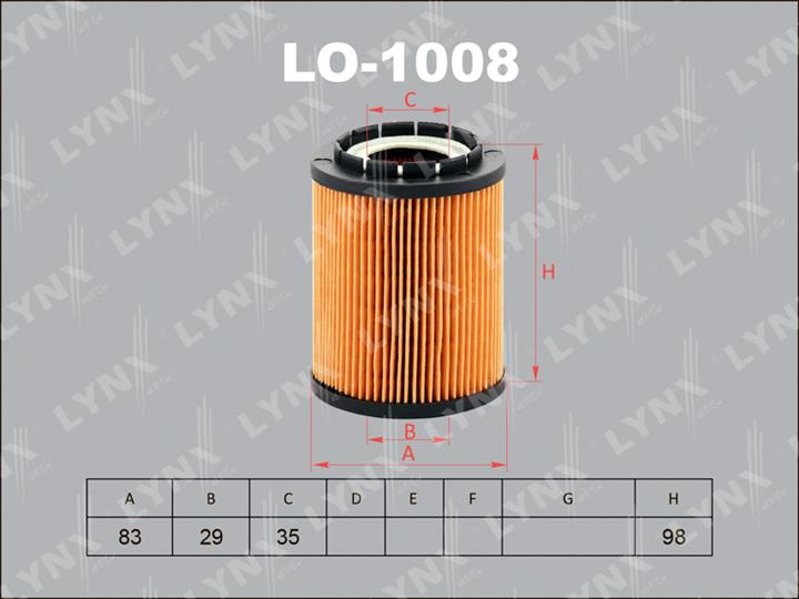 LYNXauto LO-1008 Фільтр масляний LO1008: Купити в Україні - Добра ціна на EXIST.UA!