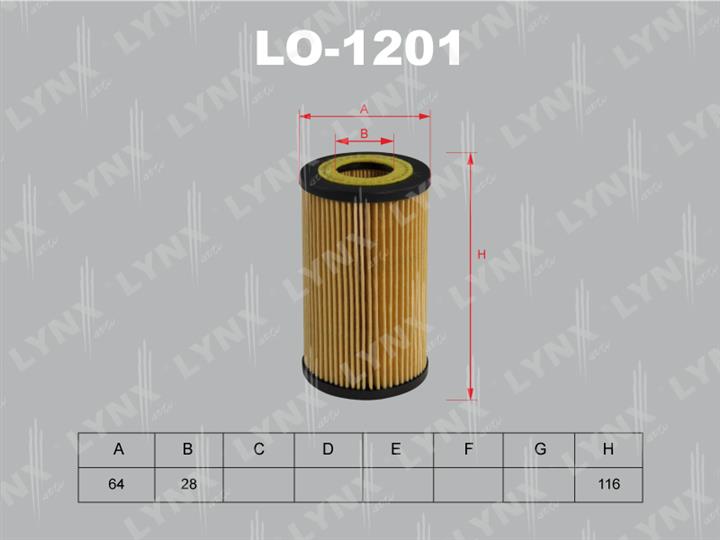 LYNXauto LO-1201 Фільтр масляний LO1201: Приваблива ціна - Купити в Україні на EXIST.UA!