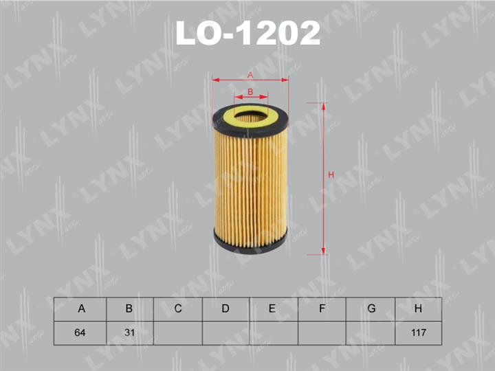 LYNXauto LO-1202 Фільтр масляний LO1202: Приваблива ціна - Купити в Україні на EXIST.UA!