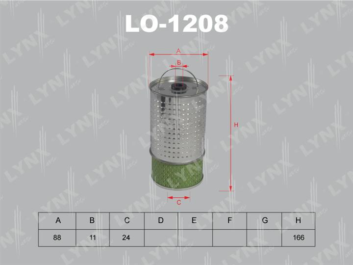 LYNXauto LO-1208 Фільтр масляний LO1208: Приваблива ціна - Купити в Україні на EXIST.UA!