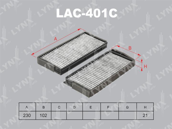 LYNXauto LAC-401C Фільтр салону з активованим вугіллям LAC401C: Купити в Україні - Добра ціна на EXIST.UA!