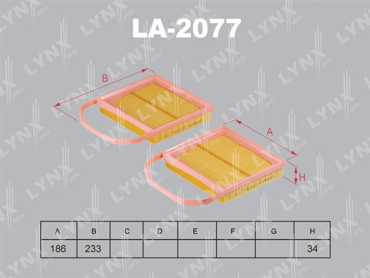 LYNXauto LA-2077 Повітряний фільтр LA2077: Купити в Україні - Добра ціна на EXIST.UA!