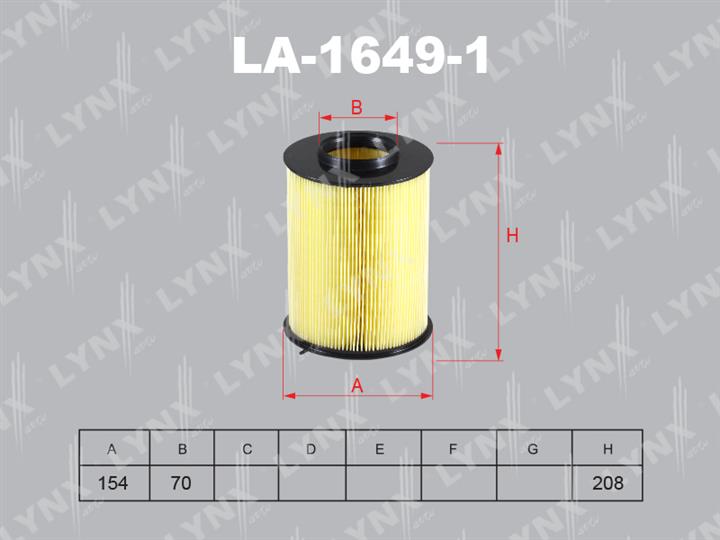 LYNXauto LA-1649-1 Повітряний фільтр LA16491: Приваблива ціна - Купити в Україні на EXIST.UA!
