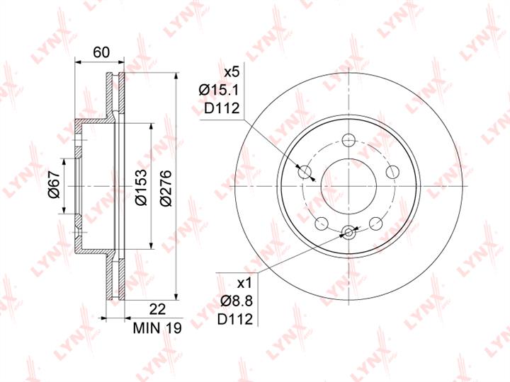 LYNXauto BN-1080 Диск гальмівний передній вентильований BN1080: Приваблива ціна - Купити в Україні на EXIST.UA!