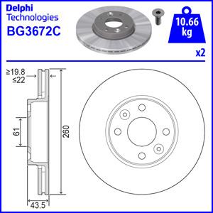 Delphi BG3762 Диск гальмівний передній вентильований BG3762: Купити в Україні - Добра ціна на EXIST.UA!
