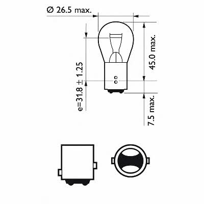 Лампа розжарювання PR21&#x2F;5W 12V 21&#x2F;5W Philips 12495CP