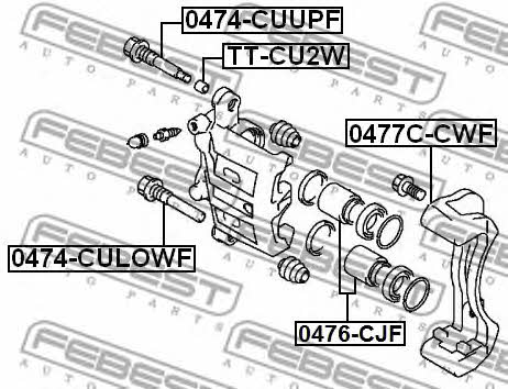 Скоба переднего суппорта Febest 0477C-CWF