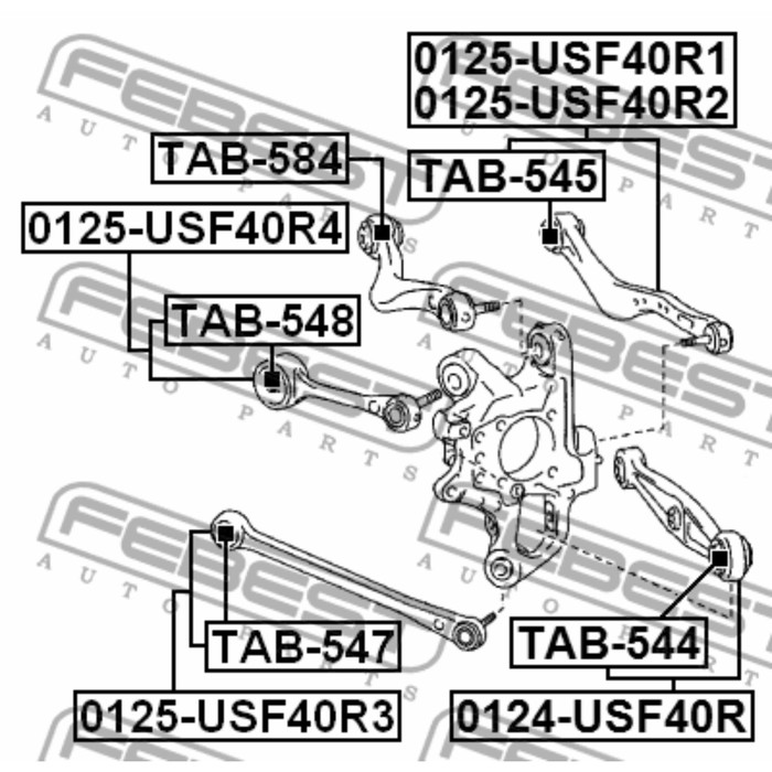 Сайлентблок заднего поперечного рычага Febest TAB-584