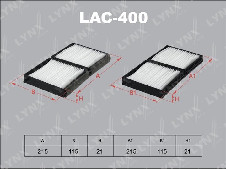 LYNXauto LAC-400 Фільтр салону LAC400: Приваблива ціна - Купити в Україні на EXIST.UA!