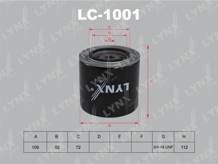 LYNXauto LC-1001 Фільтр масляний LC1001: Приваблива ціна - Купити в Україні на EXIST.UA!