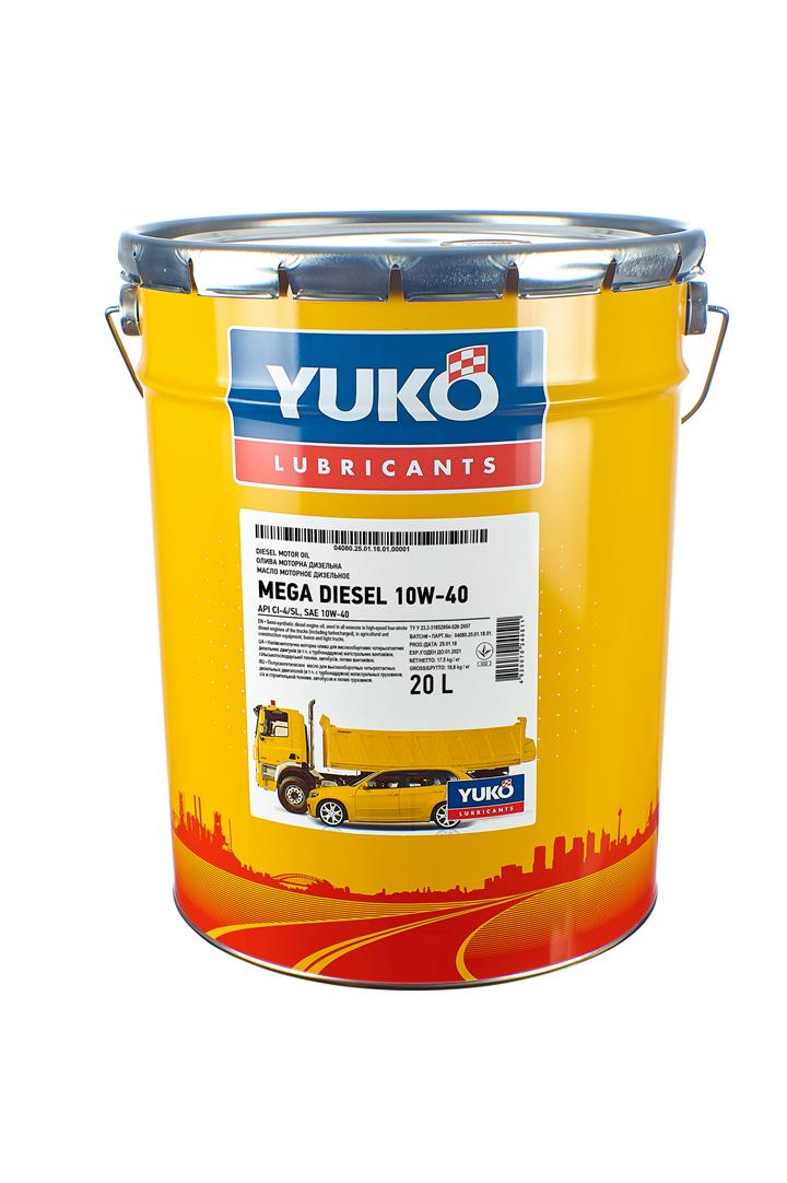 Yuko 4820070240511 Моторна олива YUKO Mega Diesel 10W-40, 20 л 4820070240511: Купити в Україні - Добра ціна на EXIST.UA!