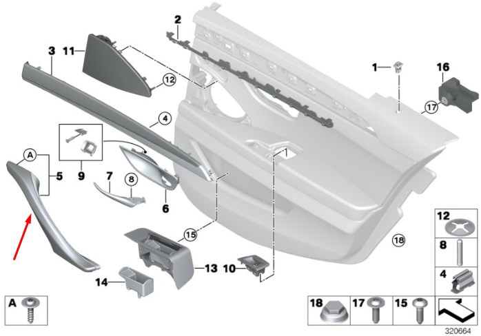 51417225836 BMW Ручка двери внутренняя