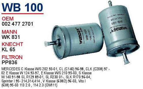 Wunder WB-100 Фільтр палива WB100: Купити в Україні - Добра ціна на EXIST.UA!