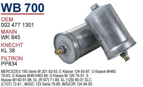 Wunder WB-700 Фільтр палива WB700: Приваблива ціна - Купити в Україні на EXIST.UA!