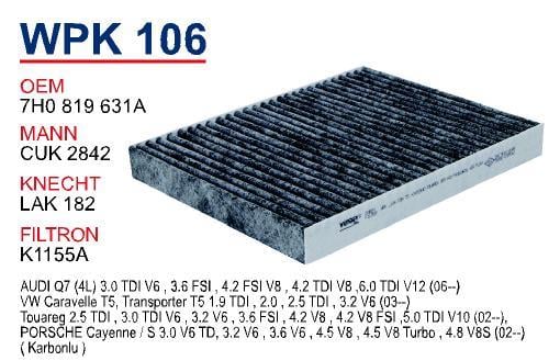 Wunder WPK-106 Фільтр салону з активованим вугіллям WPK106: Приваблива ціна - Купити в Україні на EXIST.UA!