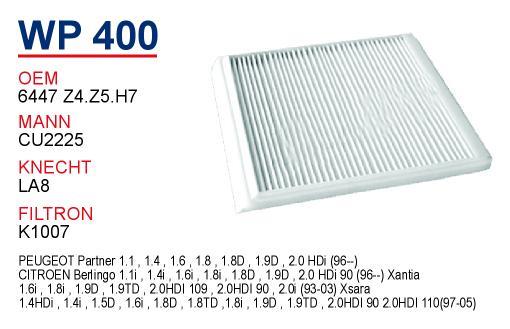 Wunder WP400 Фільтр салону WP400: Купити в Україні - Добра ціна на EXIST.UA!