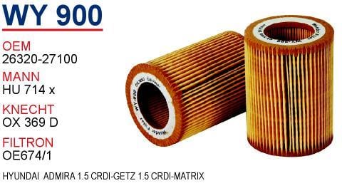 Wunder WY900 Фільтр масляний WY900: Купити в Україні - Добра ціна на EXIST.UA!