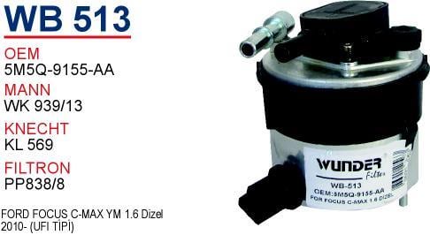 Wunder WB-513 Фільтр палива WB513: Приваблива ціна - Купити в Україні на EXIST.UA!