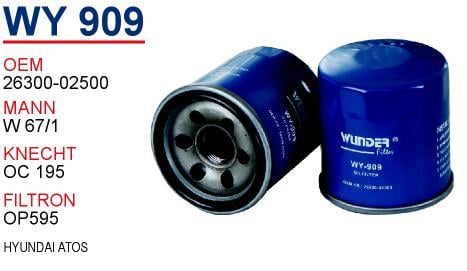 Wunder WY-909 Фільтр масляний WY909: Купити в Україні - Добра ціна на EXIST.UA!