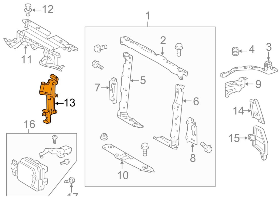 166950V041 Toyota Кронштейн радиатора