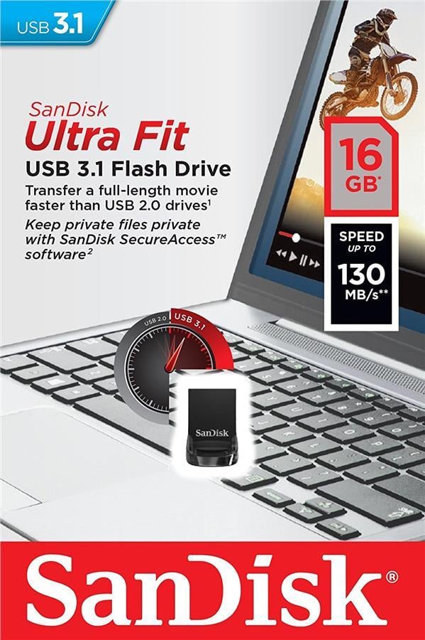 Sandisk SDCZ430-016G-G46 Накопичувач Flash SanDisk USB 3.1 Ultra Fit 16Gb (130 Mb/s) SDCZ430016GG46: Приваблива ціна - Купити в Україні на EXIST.UA!
