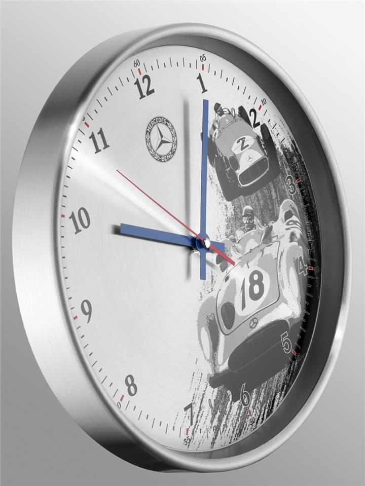 Настінний годинник Mercedes-Benz Wall Clock, Classic, Silver&#x2F;Blue&#x2F;Red Mercedes B6 6 04 5131