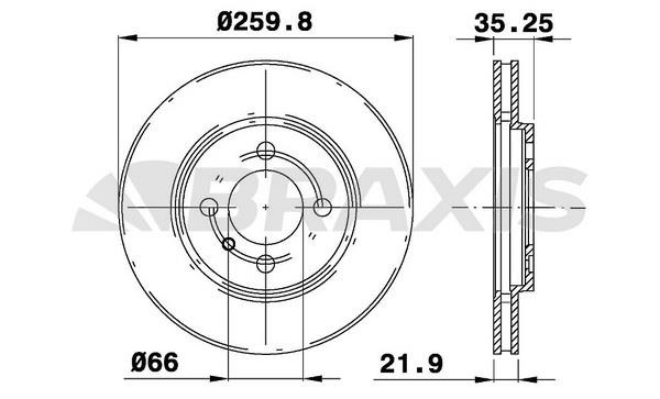 Braxis AE0601 Диск гальмівний передній вентильований AE0601: Купити в Україні - Добра ціна на EXIST.UA!