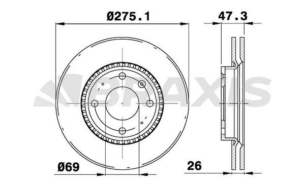 Braxis AE0510 Диск гальмівний передній вентильований AE0510: Купити в Україні - Добра ціна на EXIST.UA!