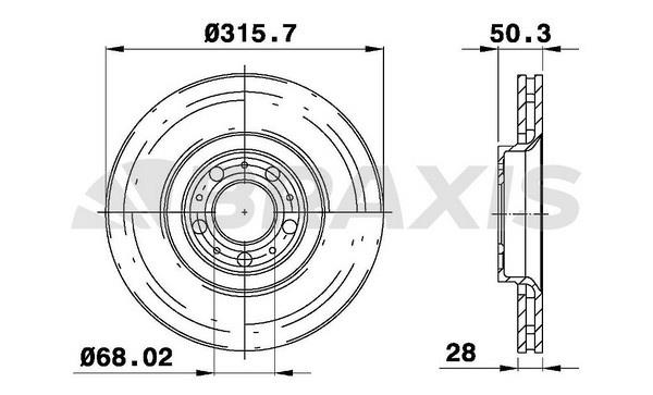 Braxis AE0365 Диск гальмівний передній вентильований AE0365: Купити в Україні - Добра ціна на EXIST.UA!