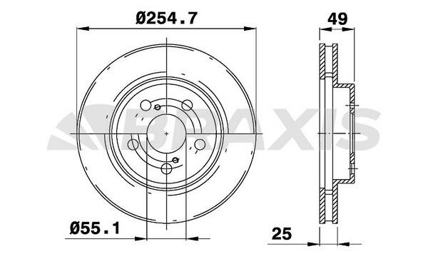 Braxis AE0360 Диск гальмівний передній вентильований AE0360: Купити в Україні - Добра ціна на EXIST.UA!