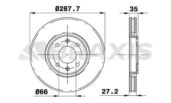 Braxis AE0198 Диск гальмівний передній вентильований AE0198: Купити в Україні - Добра ціна на EXIST.UA!