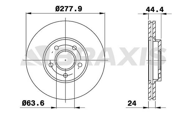 Braxis AE0188 Диск гальмівний передній вентильований AE0188: Купити в Україні - Добра ціна на EXIST.UA!