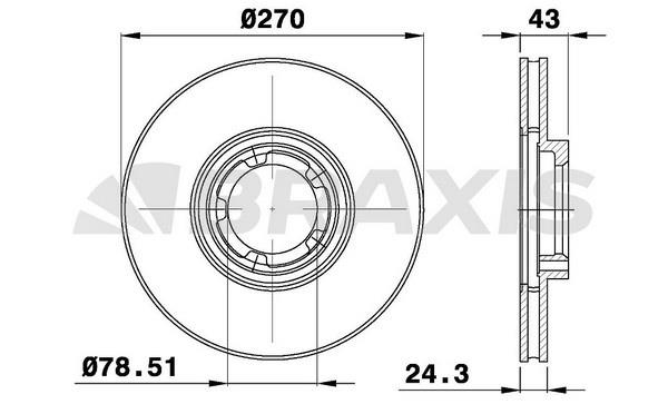 Braxis AE0157 Диск гальмівний передній вентильований AE0157: Купити в Україні - Добра ціна на EXIST.UA!