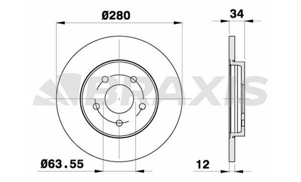 Braxis AE0136 Диск гальмівний задній невентильований AE0136: Купити в Україні - Добра ціна на EXIST.UA!