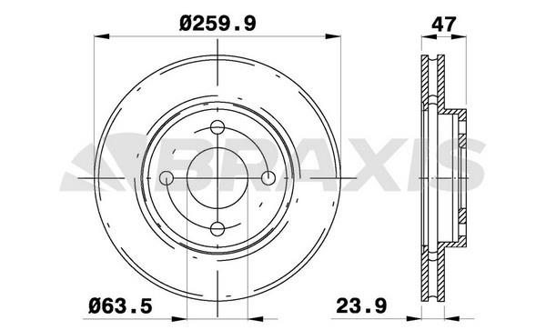 Braxis AE0116 Диск гальмівний передній вентильований AE0116: Купити в Україні - Добра ціна на EXIST.UA!