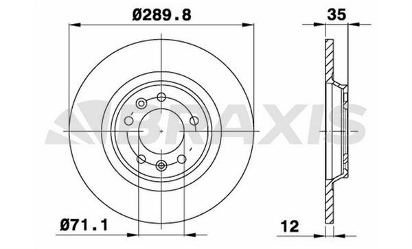 Braxis AE0115 Диск гальмівний задній невентильований AE0115: Купити в Україні - Добра ціна на EXIST.UA!
