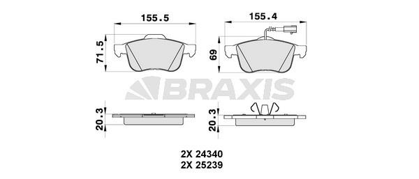 Braxis AB0348 Гальмівні колодки, комплект AB0348: Купити в Україні - Добра ціна на EXIST.UA!