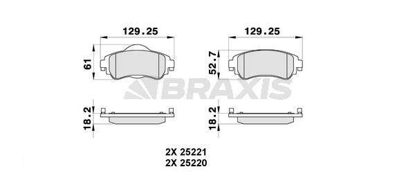 Braxis AB0321 Гальмівні колодки, комплект AB0321: Купити в Україні - Добра ціна на EXIST.UA!